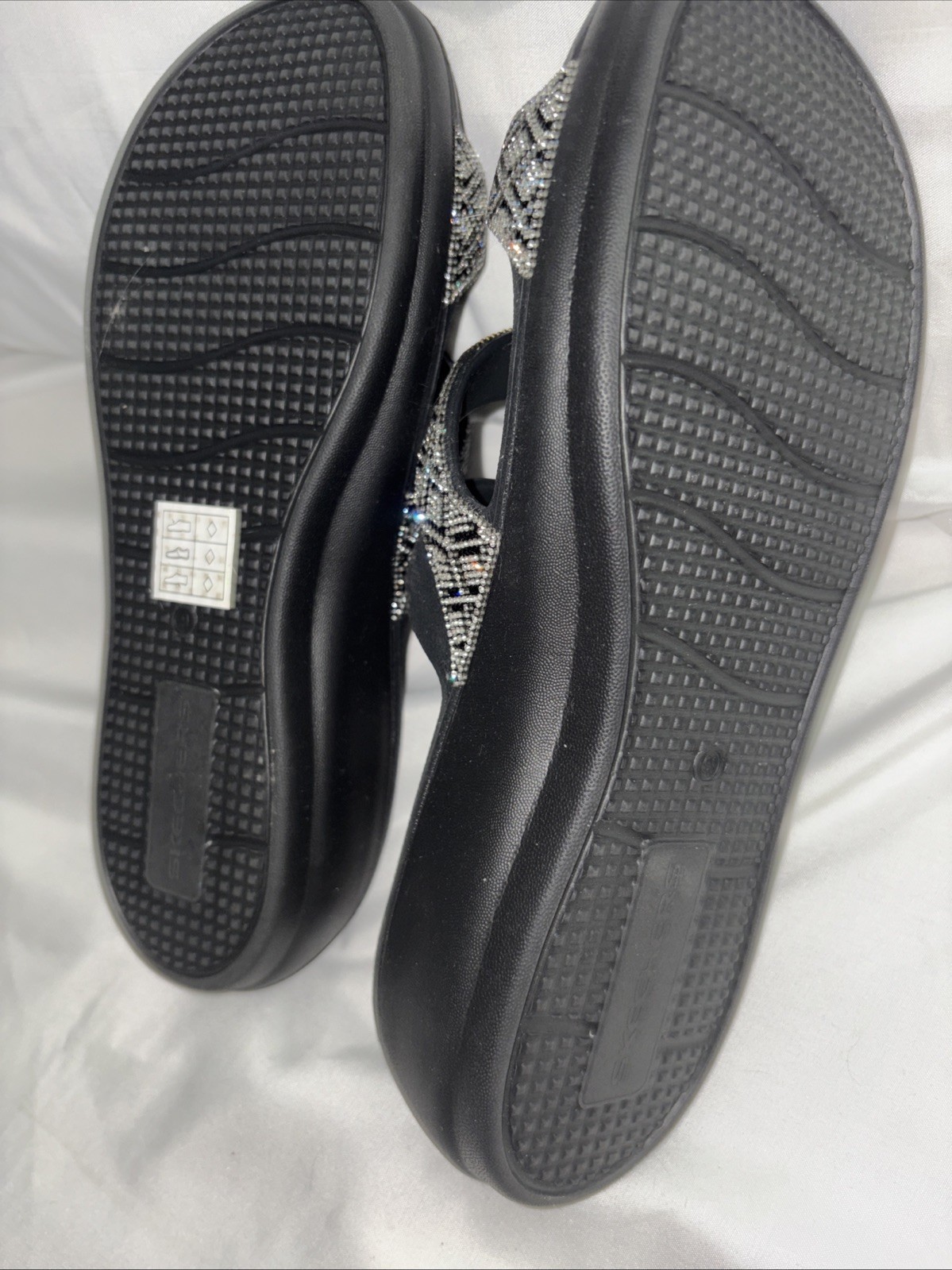 Skechers Foamies Arch Fit Ascend Showstopper Sandals Rhinestone Straps Women’s 9