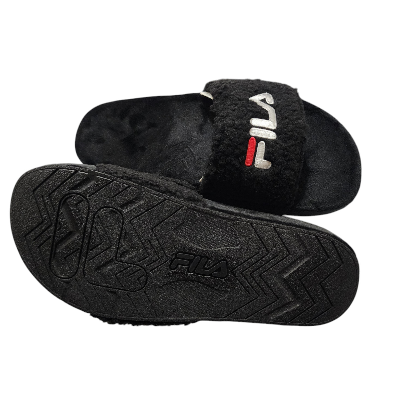 Fila Fuzzy Drifter Women Slide Sandals Black Size 5