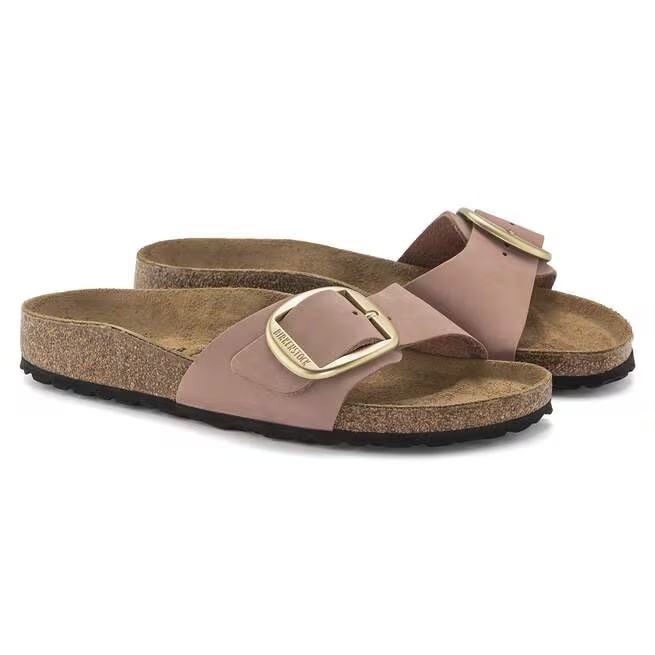 Birkenstock Madrid Big Buckle Nubuck Leather Sandals Women’s Shoes-Old Rose