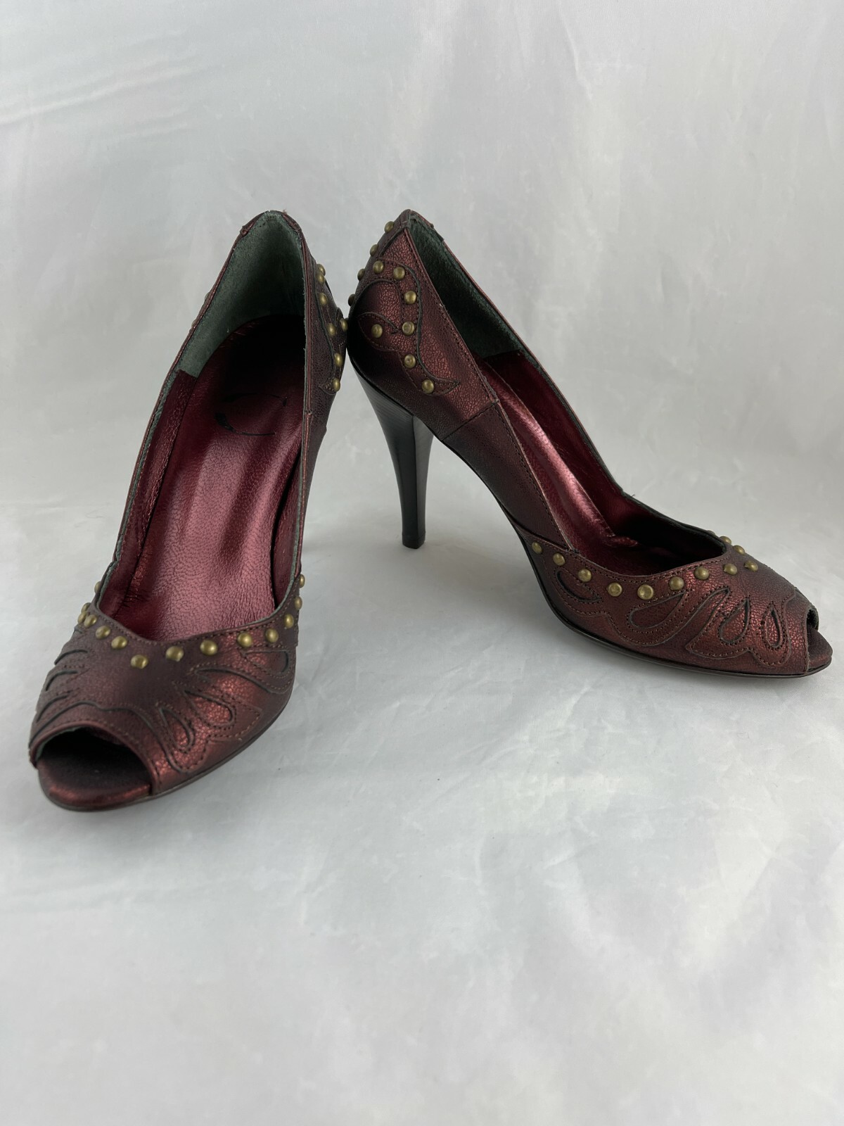 Just Cavalli burgundy leather women shoes size 37 NEW