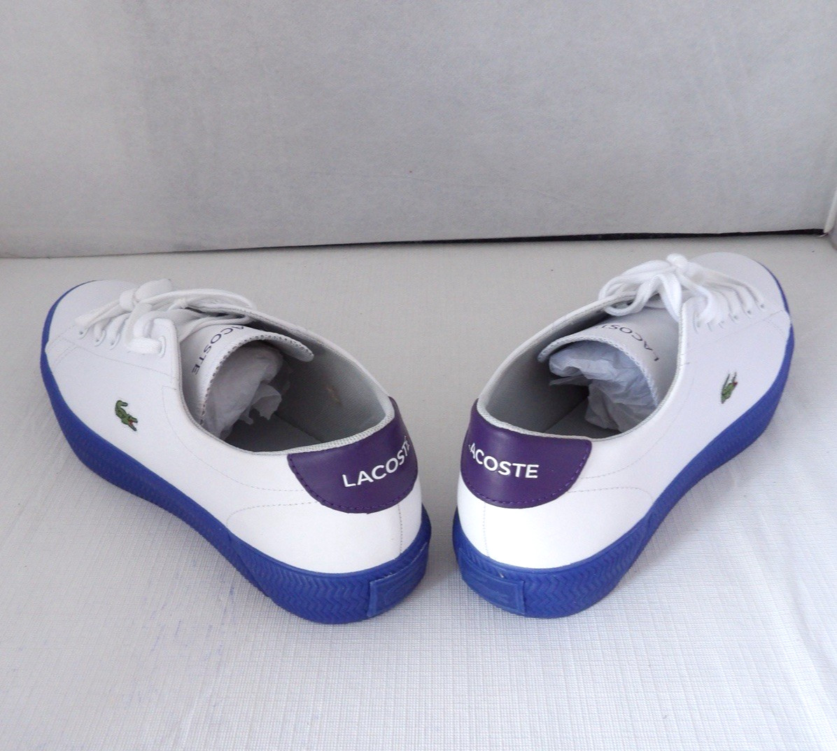 NWOB Authentic LACOSTE White/Purple Leather Women’s Sneakers Size 9 M