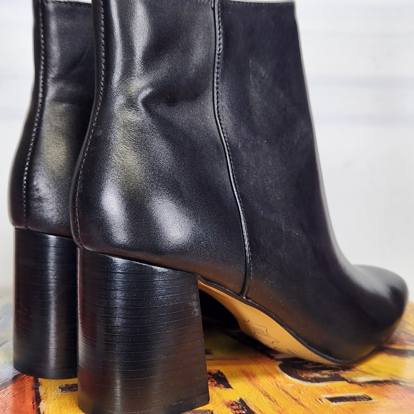 Size 8 Wide – Bella Vita Wilma Square Toe Ankle Boot – Black Leather
