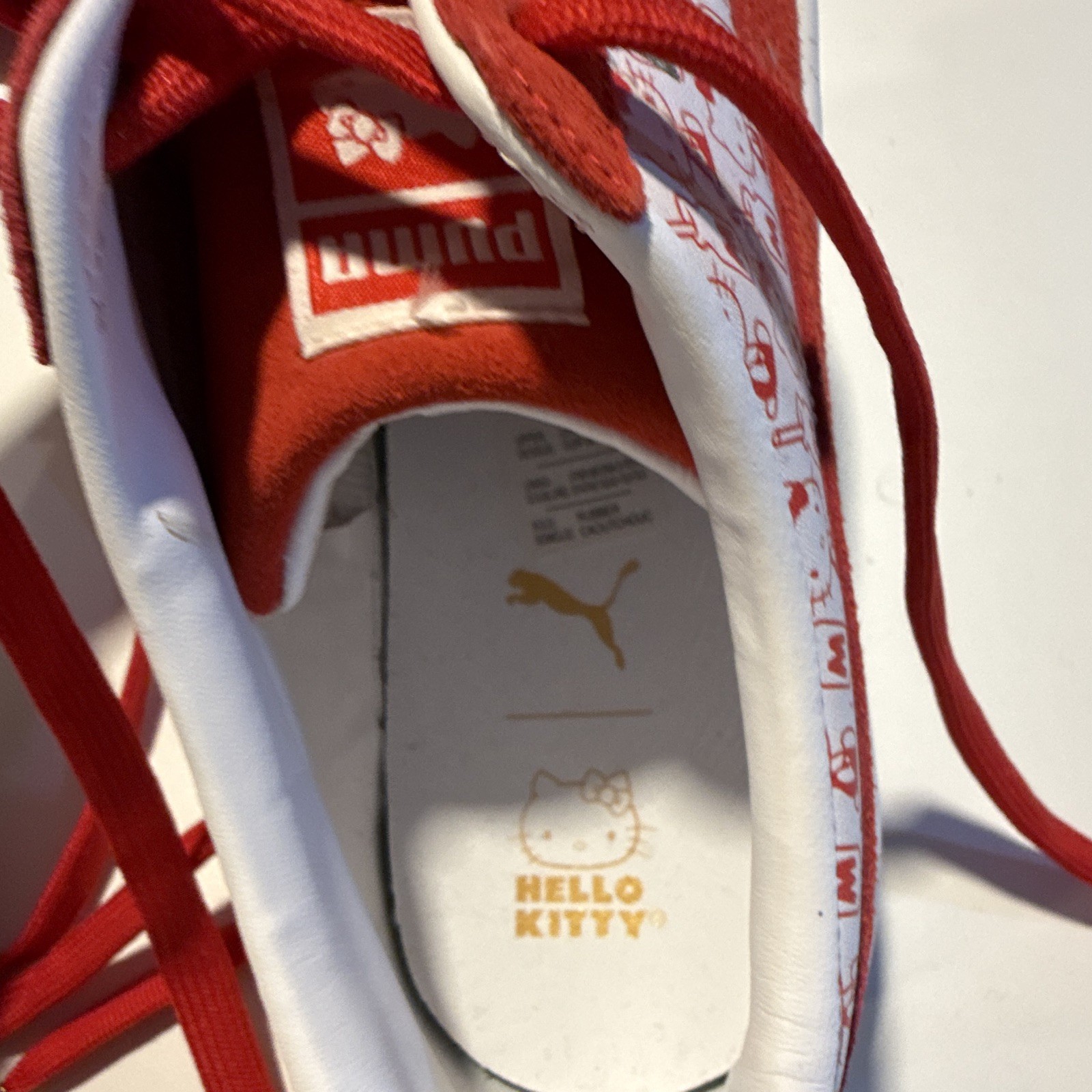 PUMA Hello Kitty Red/White Low Top Lace-Up Women’s All-Over Sneaker Size 10