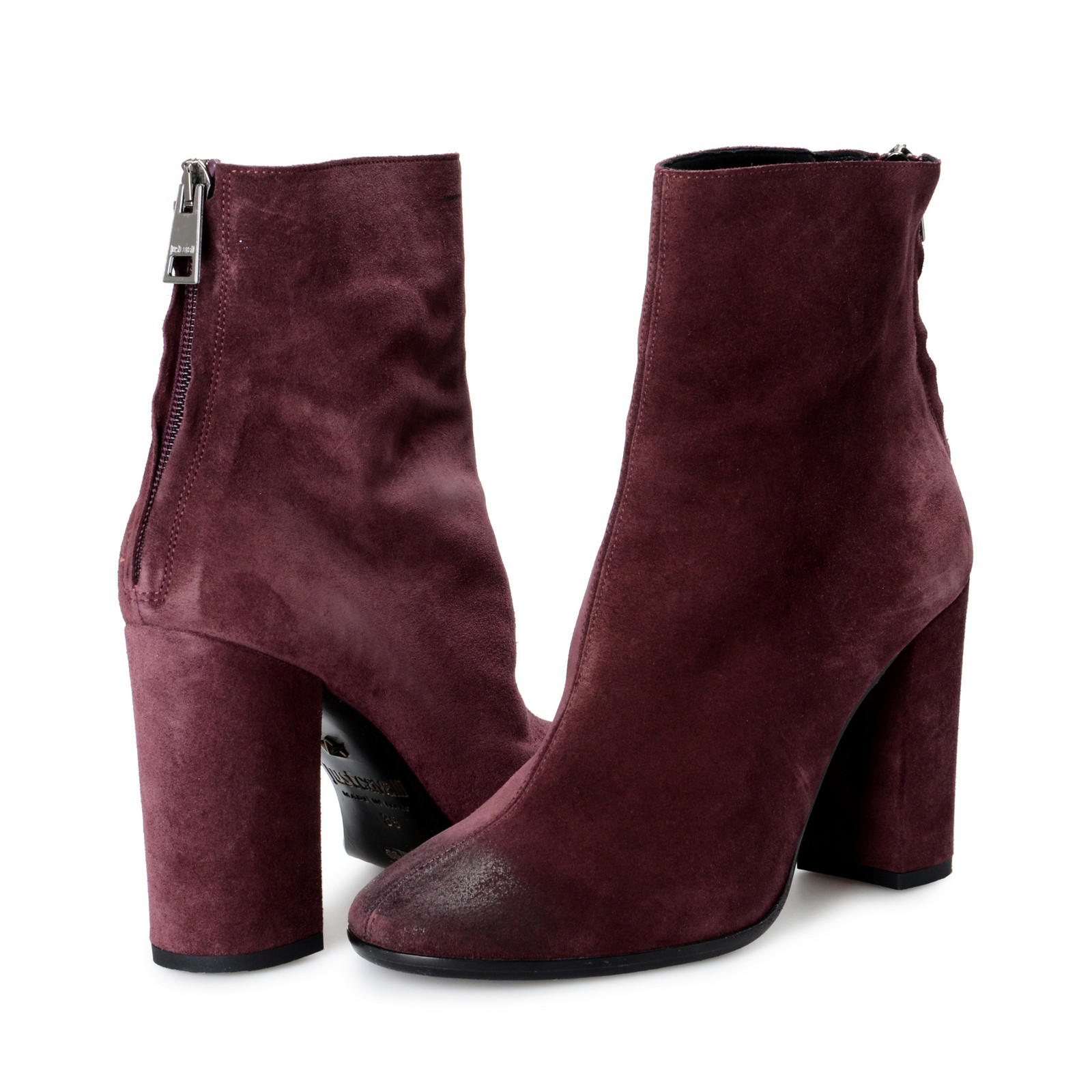 Just Cavalli Women’s Purple Suede Leather High Heel Boots Shoes US 9 IT 39