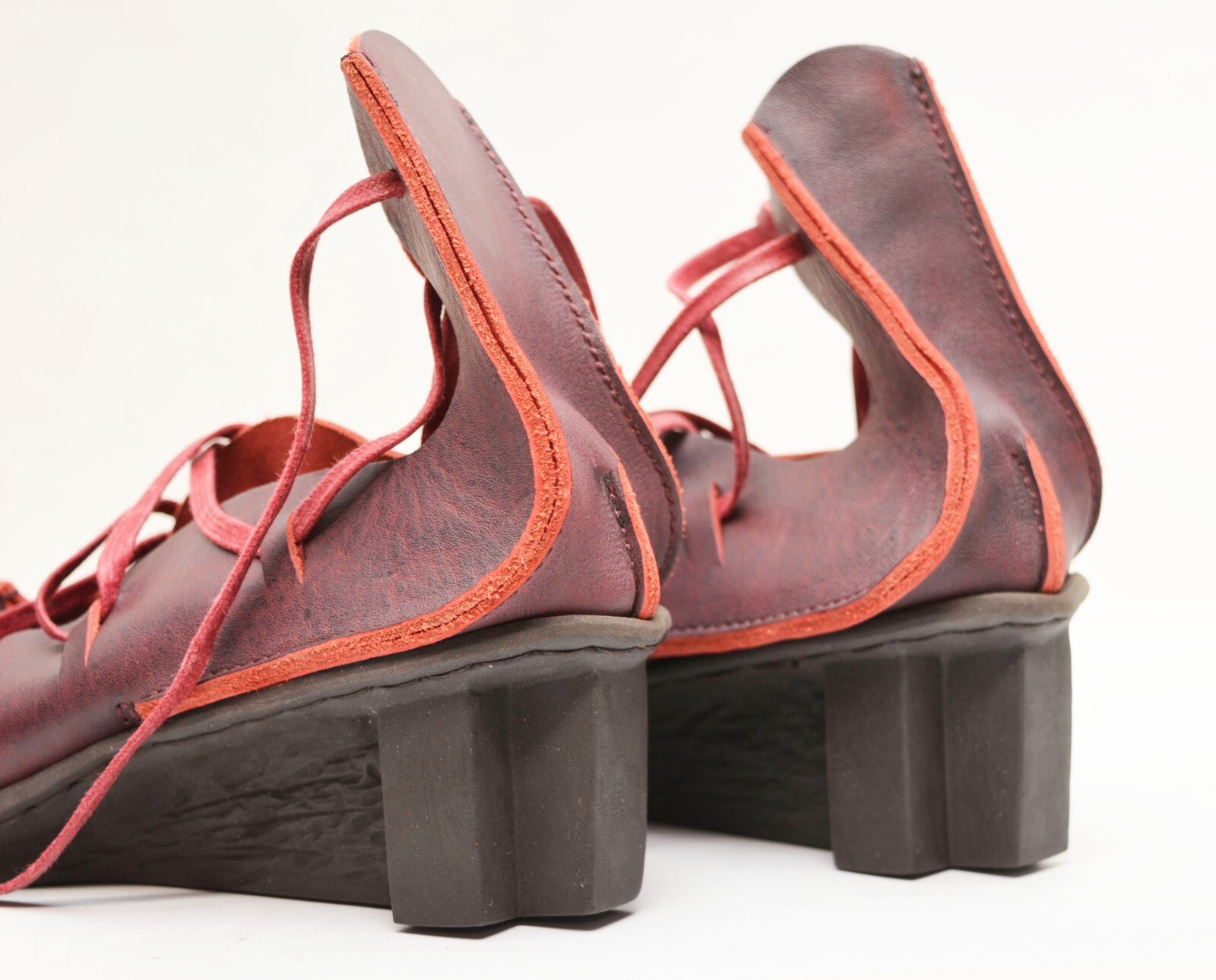 Trippen Blade f Handmade in Germany Red Waw Leather Wedge Court Shoe – Sz 35