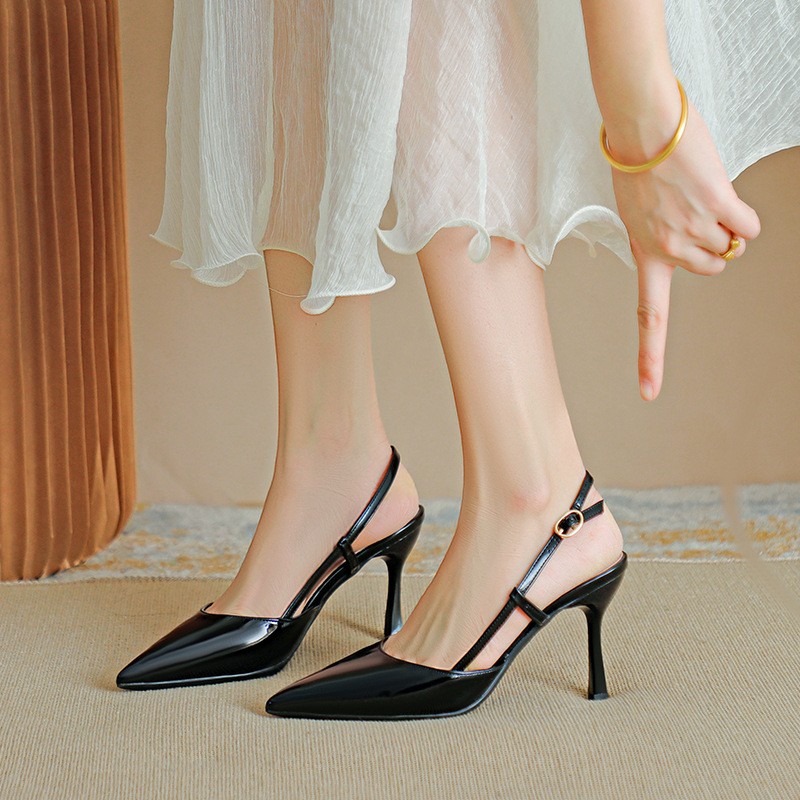 Women’s Strappy Buckle Slingback High Heel Shoes Pointed Toe Stiletto Sandals
