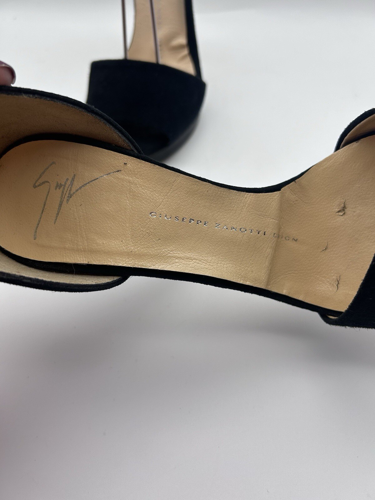 Giuseppe Zanotti Crystal-Cuff High Heel Stiletto Sandals in Black Suede Sz 36.5