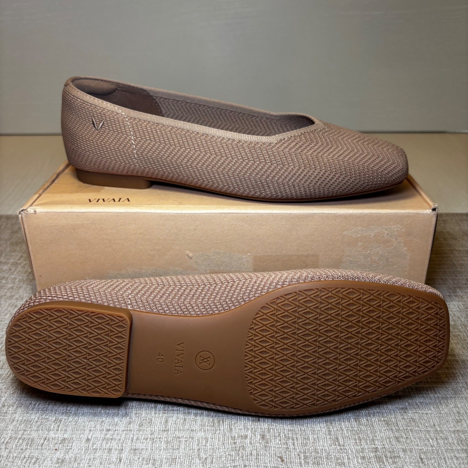 VIVAIA Margot 2.0 Espresso Square Toe Knit Flats EU 40 / US 9