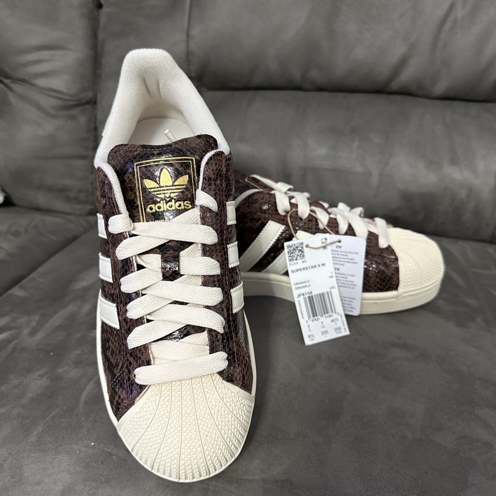 New Adidas Superstar II Lifestyle Shoes Brown/Cream White/Alumina Women’s 8.5