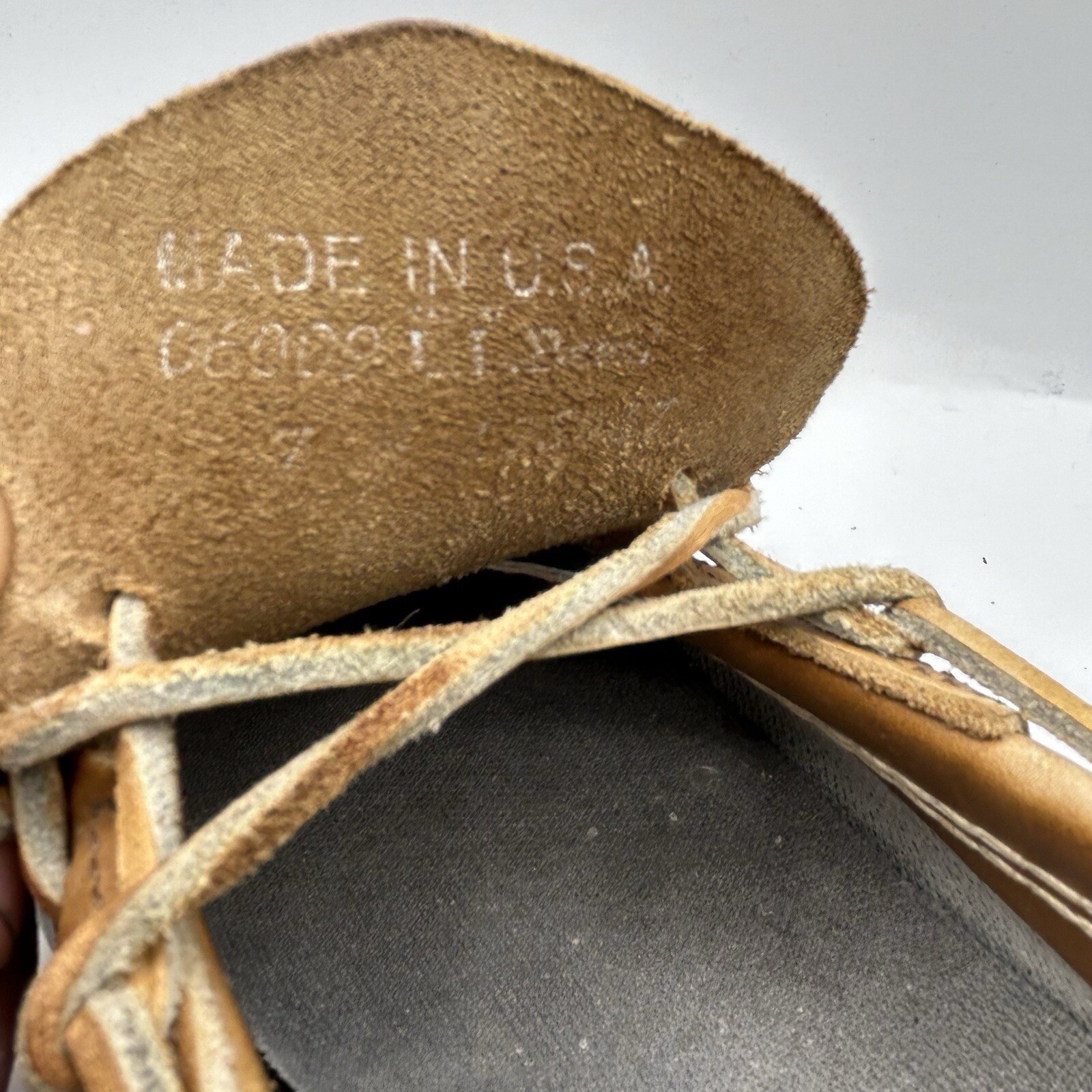 Vintage LL Bean Boot Rubber Mocs Duck Boot Women’s 7 Tan Leather Fisherman