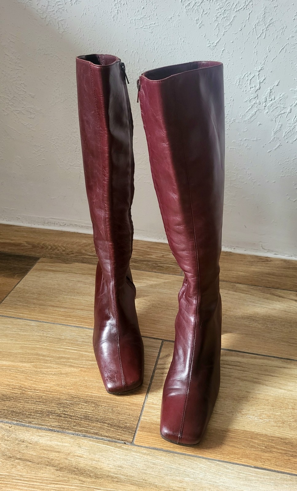 Ledies Boots Knee High Genuine Leather Shoes UK5.5 US7.5 EU38.5 Burgundy Italy