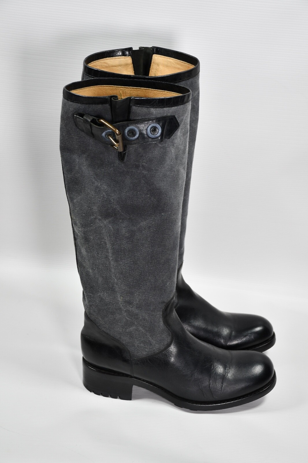 Free Lance Paris Biker Boots Canvas Leather Women’s size 40 US 9.5