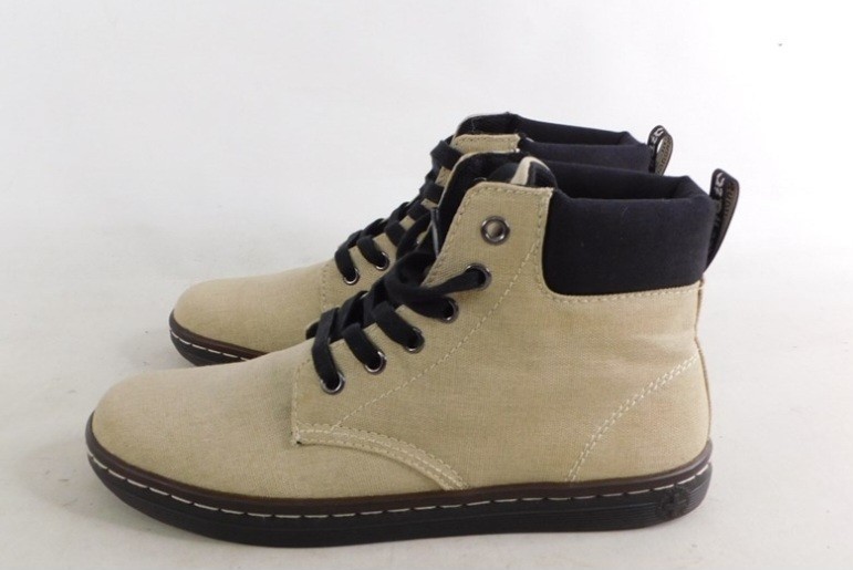 Dr. Martens Maelly Bone & Black Washed Canvas Boots Women’s US 7 NIB New With Bo