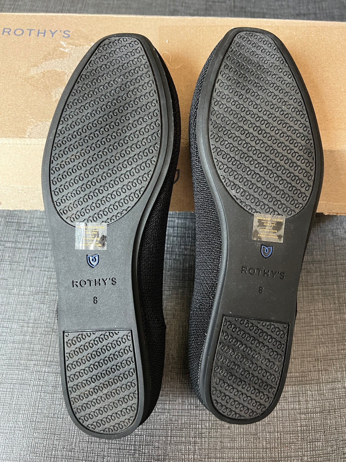 Rothy’s Black Women’s Shoes Flats Size 8 only worn once with box