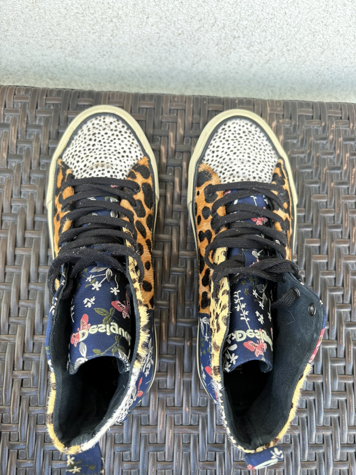 Desigual Shoes Beta Animal Print Women’s Leather Trainers Size 38
