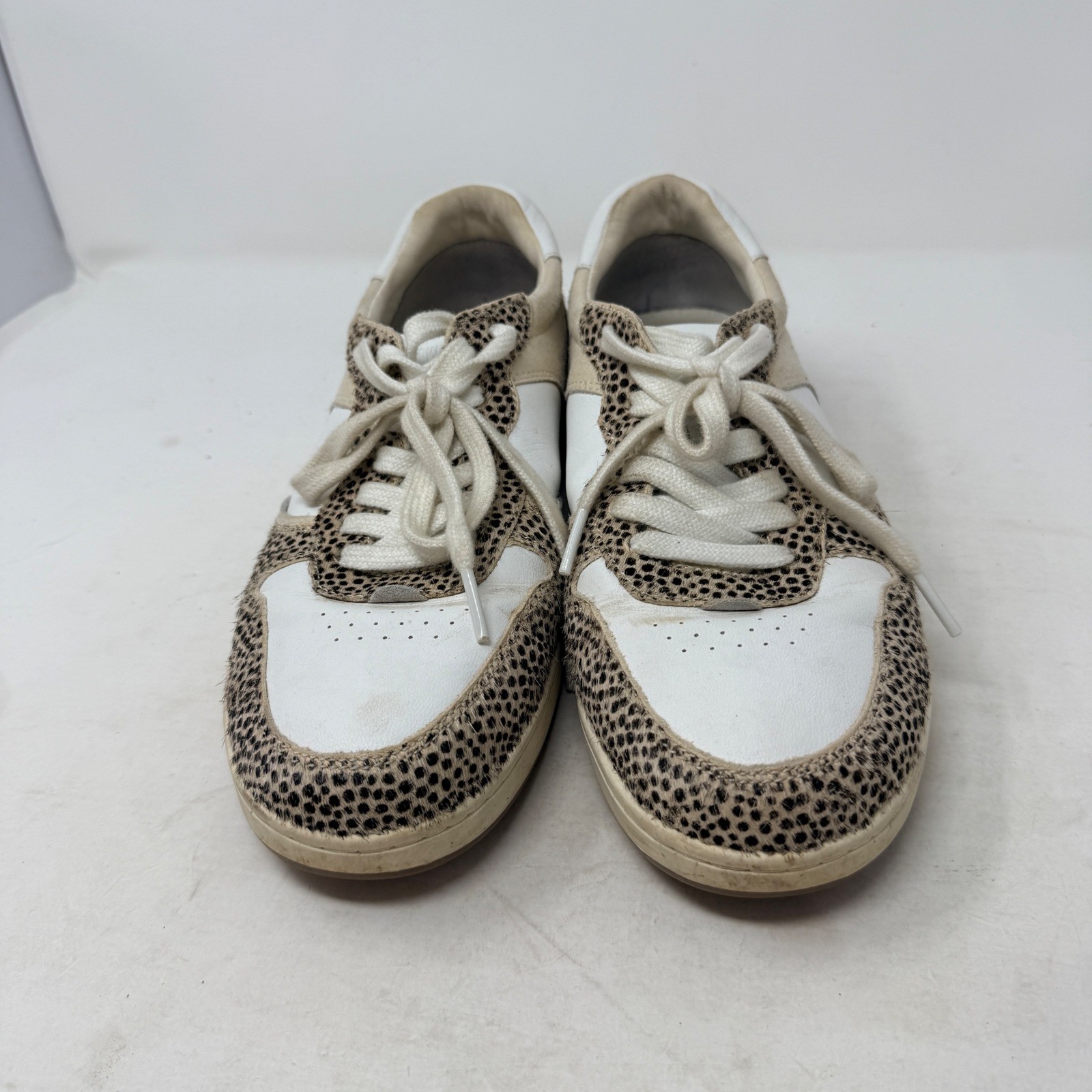 Madewell Court Sneakers 9.5 White Leather Cheetah Real Calf Hair Low Top