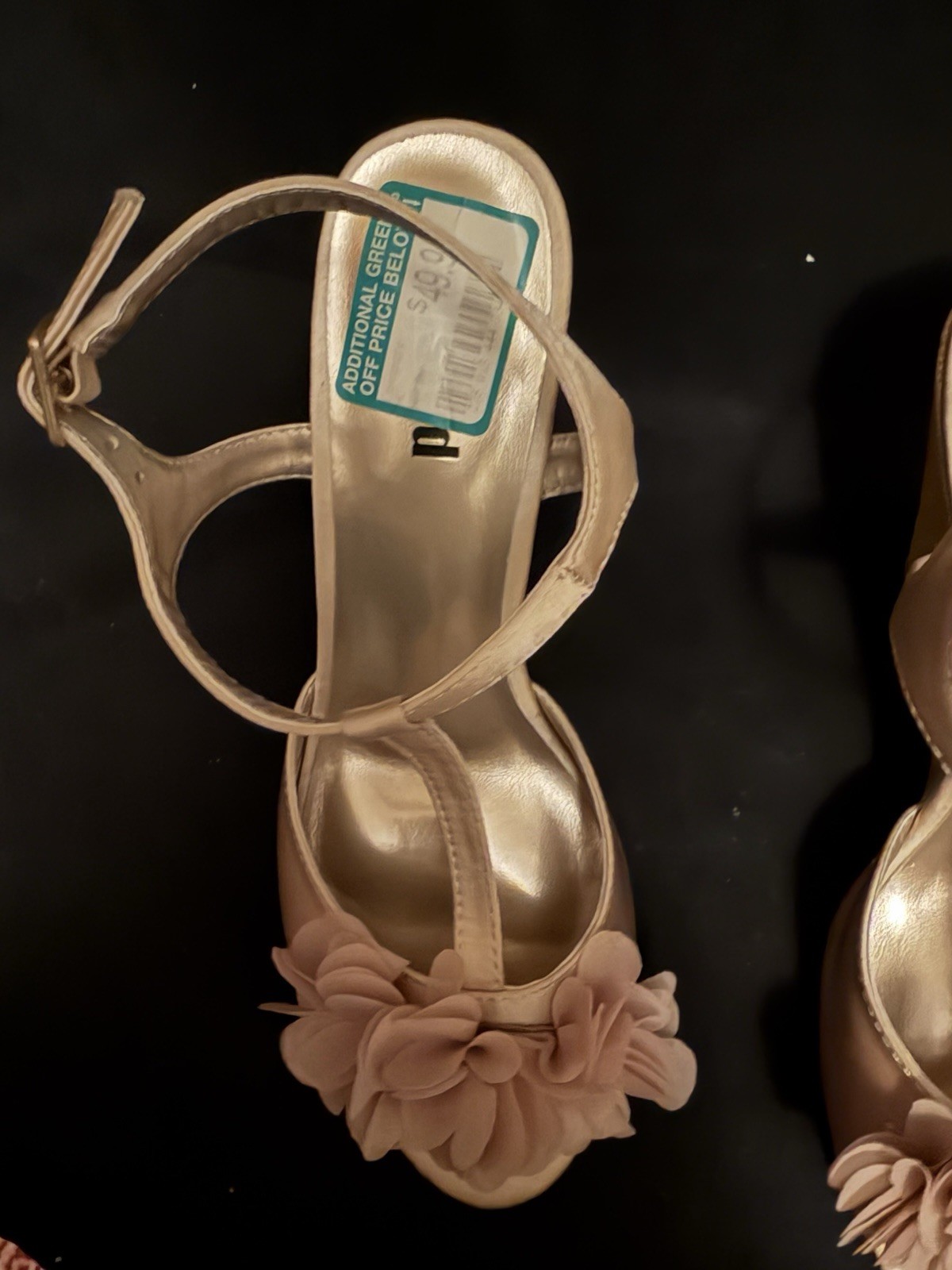 Unlisted Women’s Wedge – Size 6 1/2 – Champagne Metallic Strappy Heels