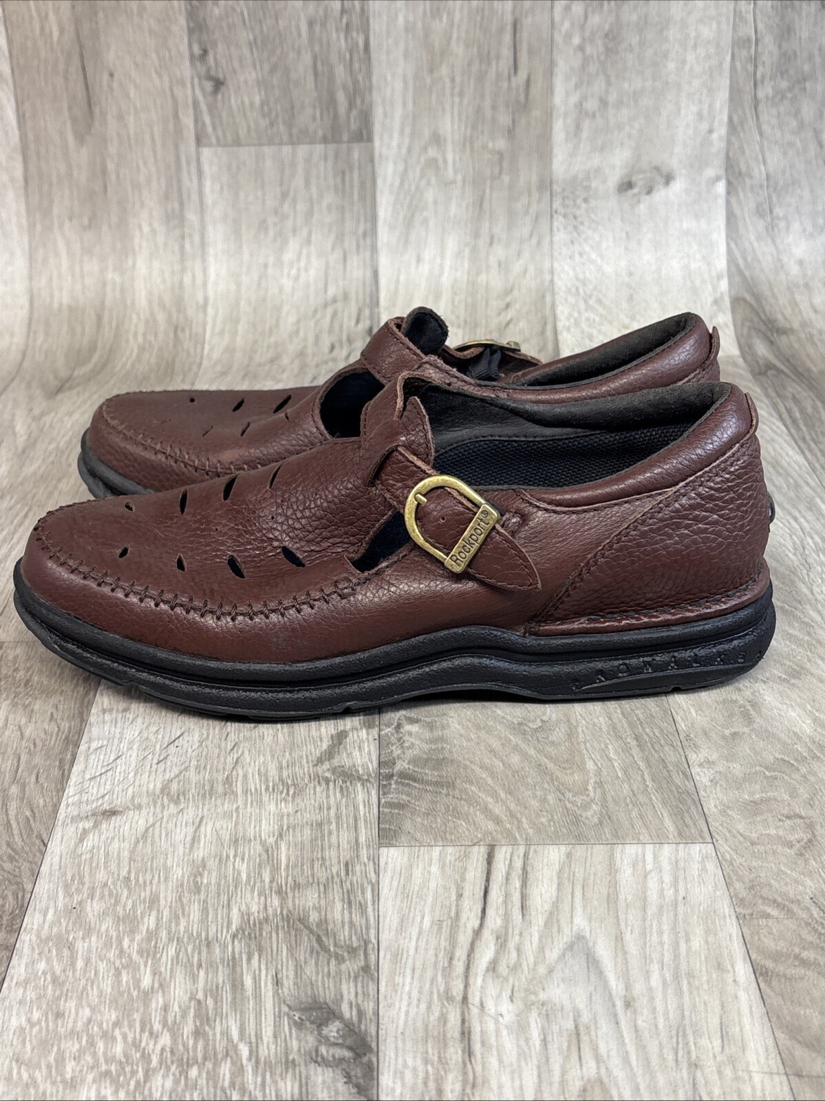 Rockport Women’s ProWalker T-Strap Mary Jane Brown Leather Walking Oxford 8.5 W
