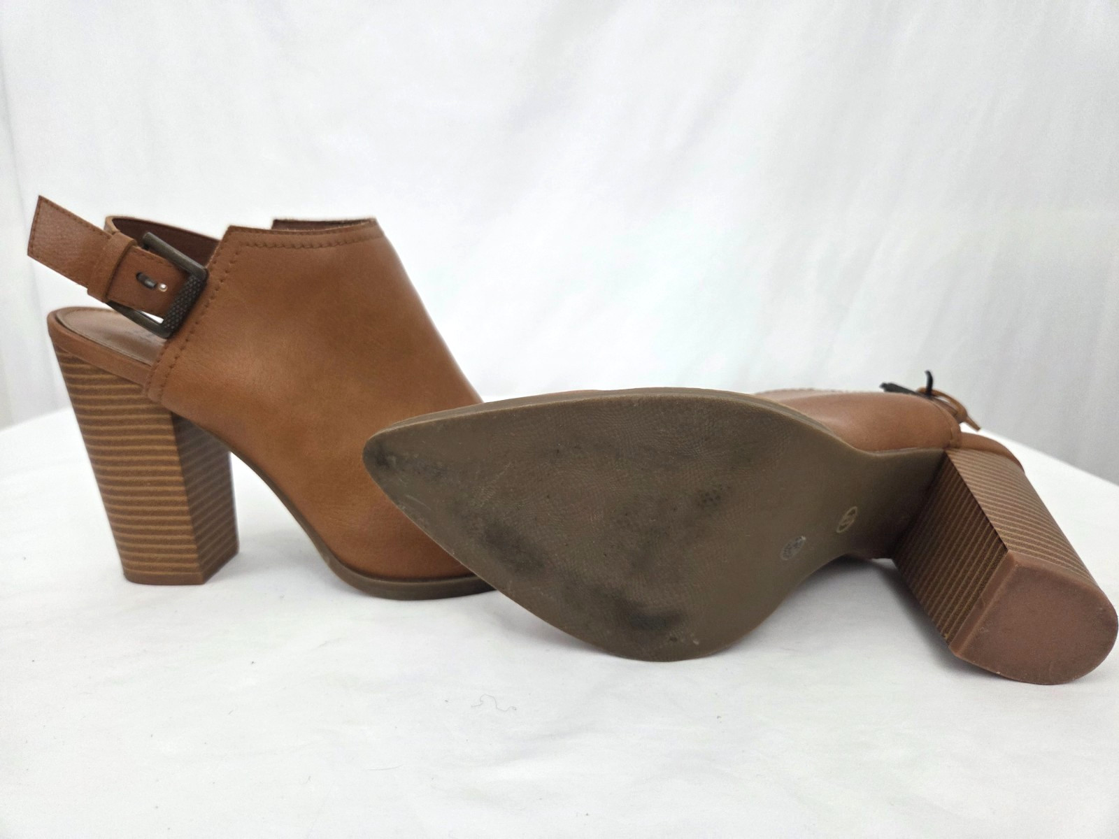 A New Day Women’s Brown Slingback Booties Pointed Toe Block Heel Size 9