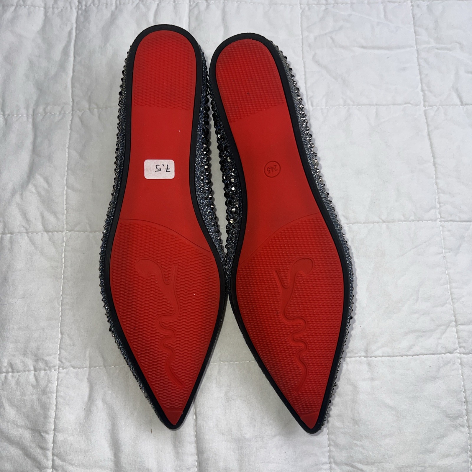 Rivets Flats Pointed Toe Glitter Beading Ballerian Shoes Shallow Mouth Sequined