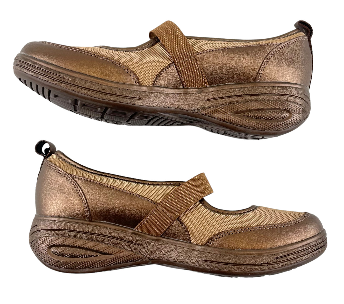 Grasshoppers Leather Mary Jane Slip On Shoes Womens 7.5M Gold
