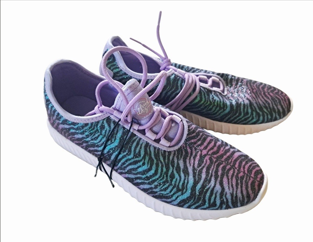 NWT SOUTHERN FRIED CHICS GLITTER OMBRE ZEBRA SHOES SZ 9