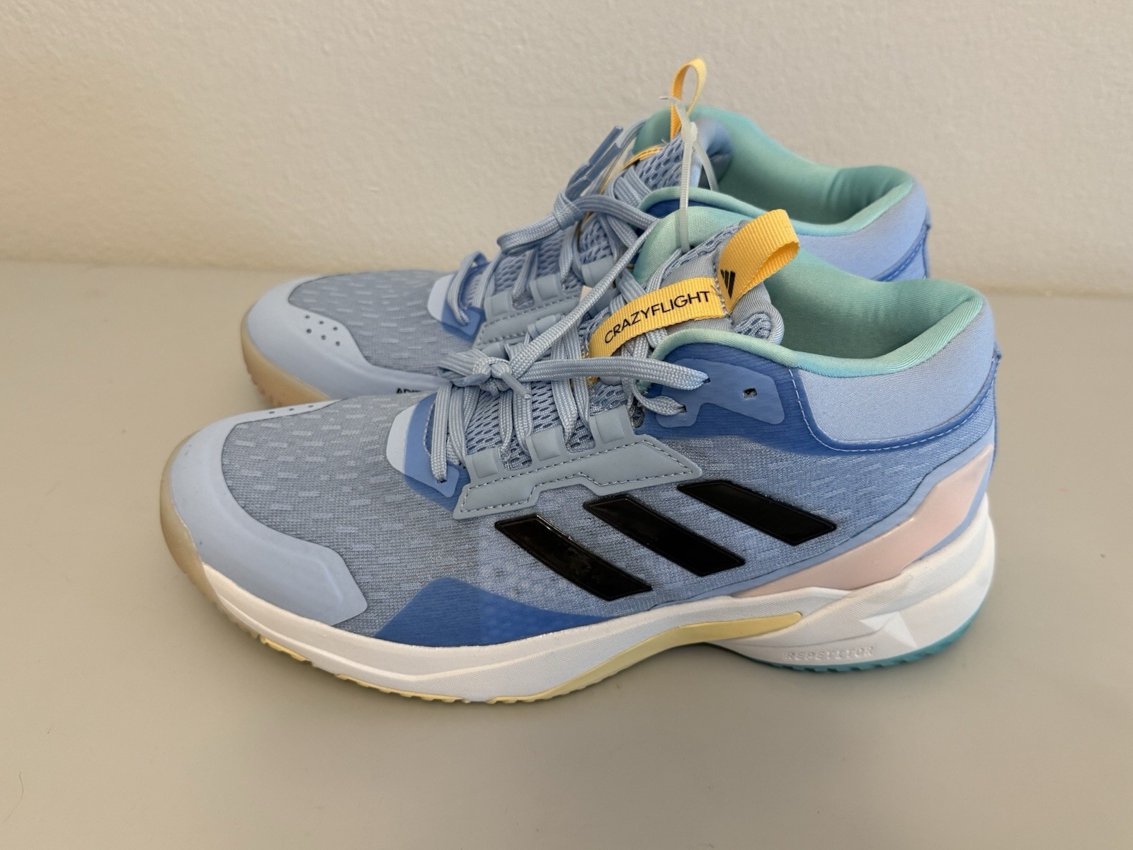 adidas Crazyflight 6 Mid Top Lace-Up Athletic Sneaker Blue/Black/Yellow
