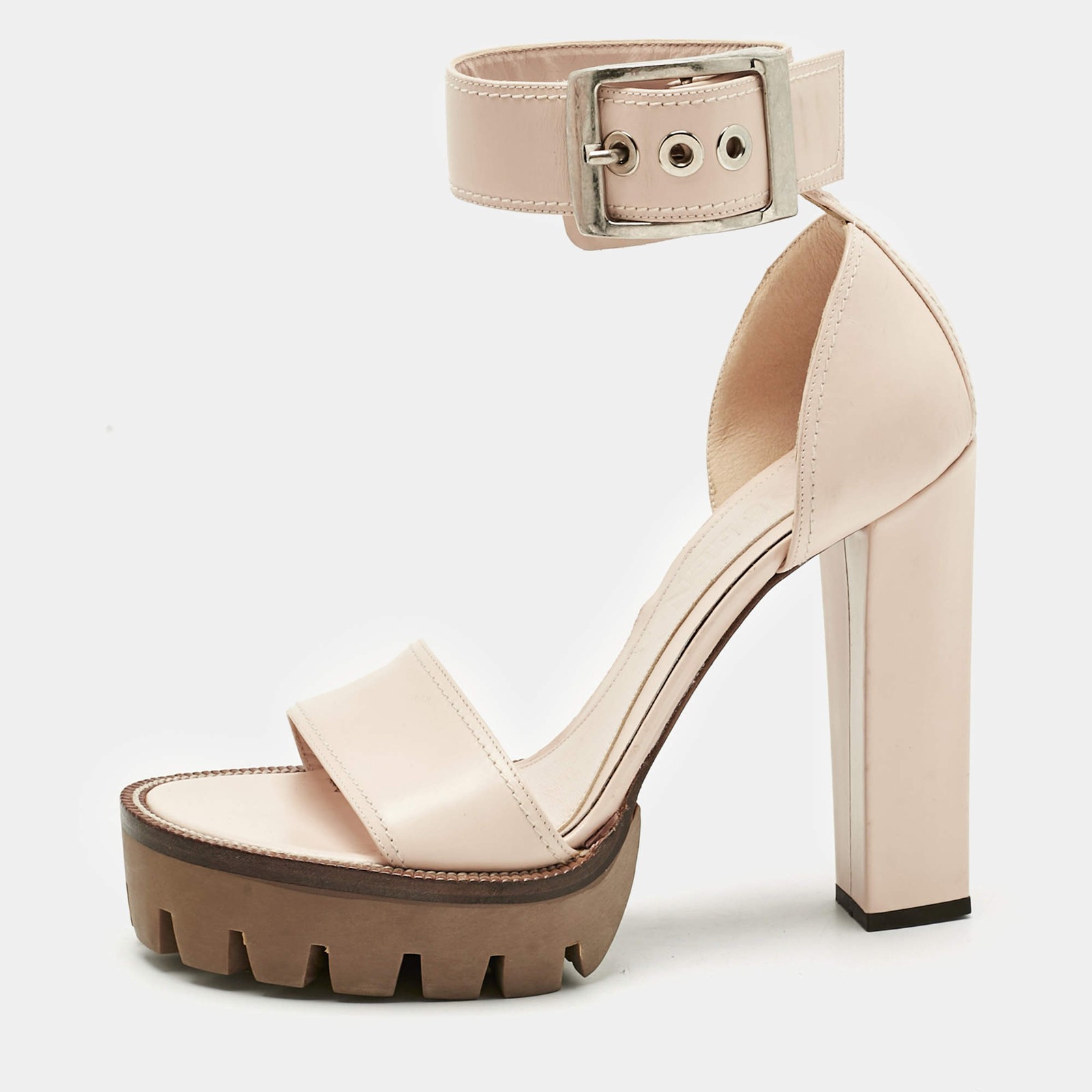 Alexander McQueen Pink Leather Platform Sandals Size 40