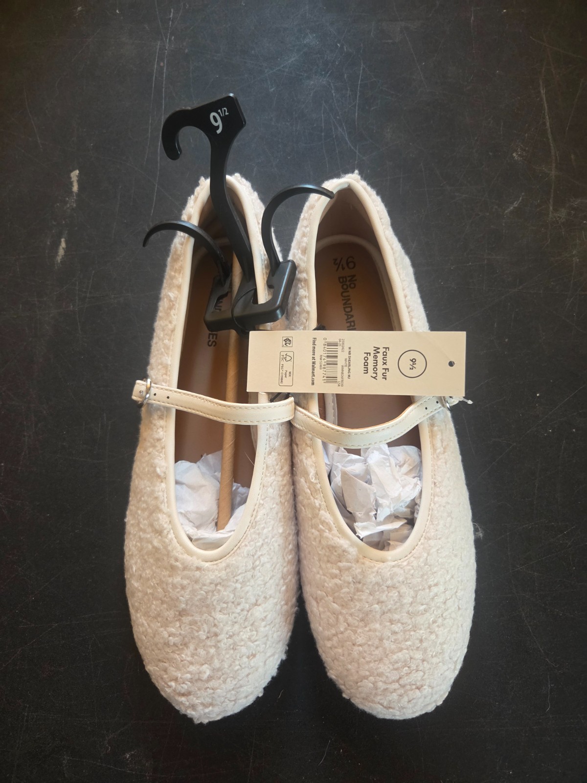 no boundaries faux fur ballet slipper