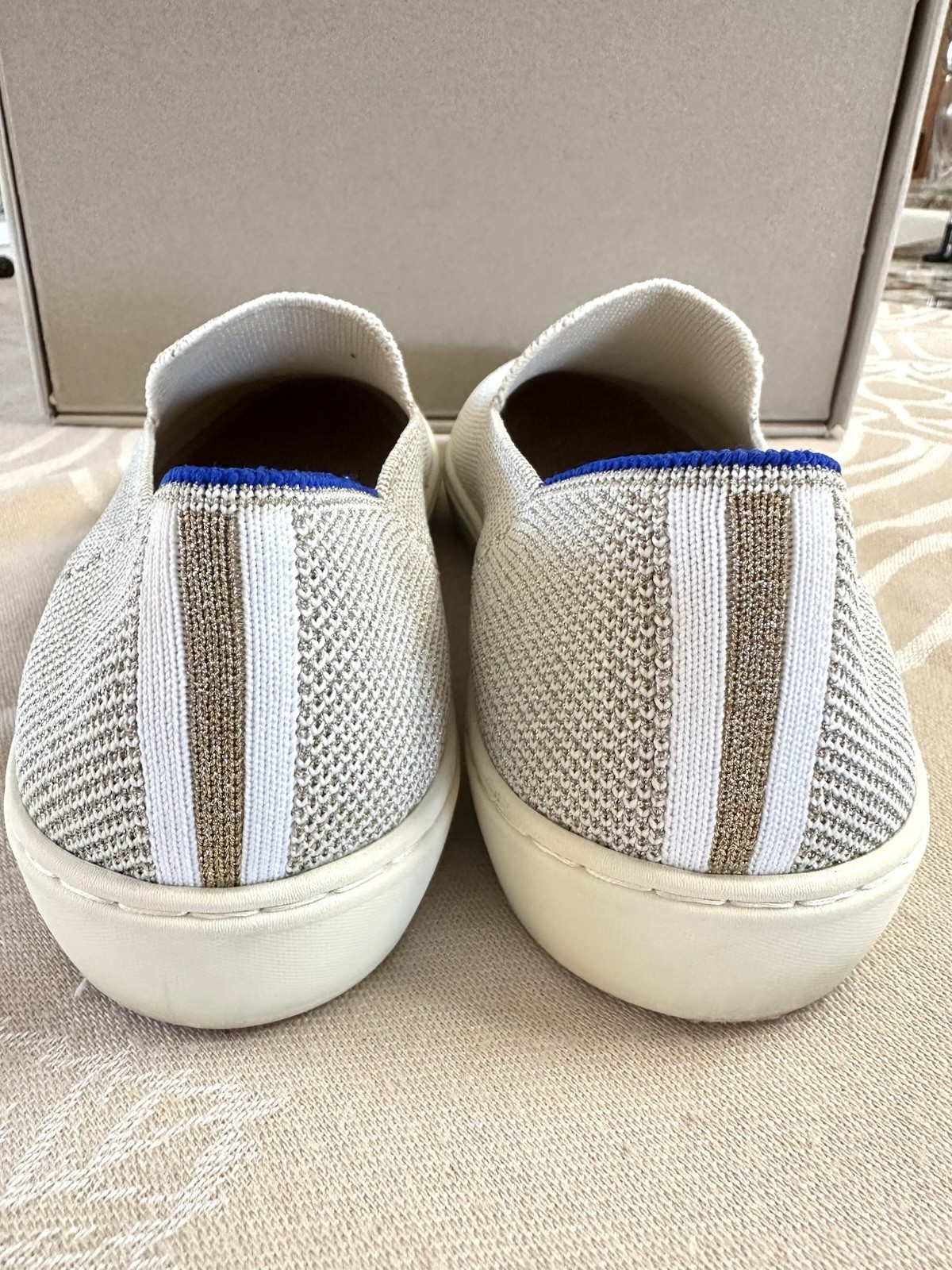 Rothy’s The Sneaker Diamond Twill Shimmer Slip On Shoes Women’s 9 w/ Box