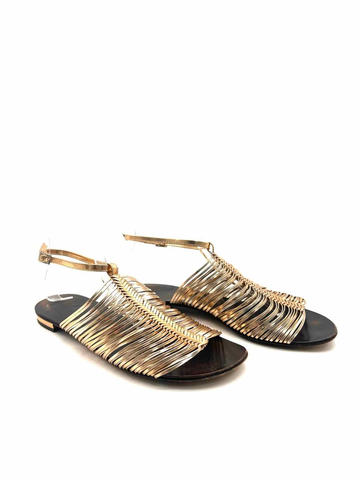 Guiseppe Zanotti Design Size 6.5 Brown/Gold Ankle Strap Metallic Sandals