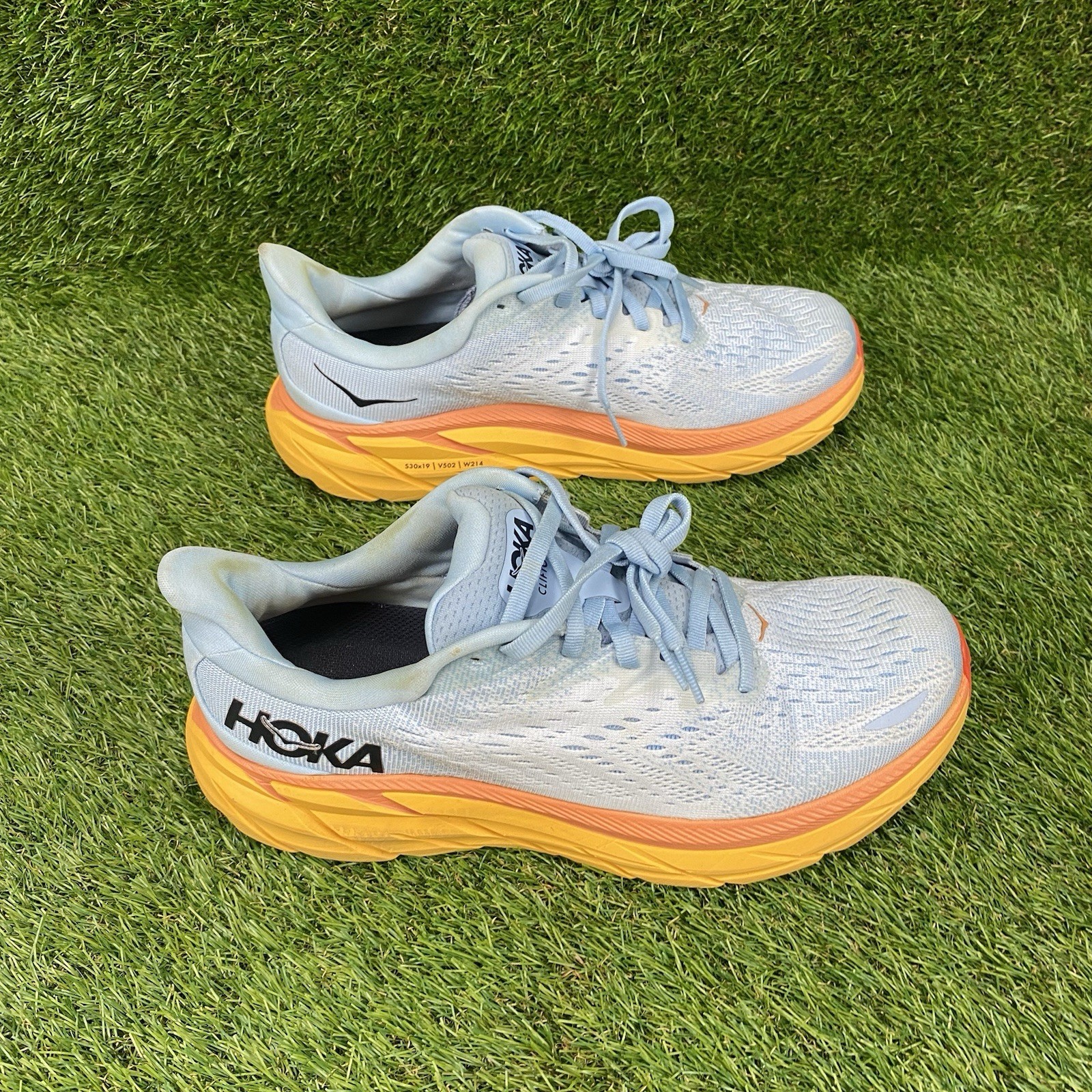 Hoka One One Clifton 8 Women’s Running Shoes Size 9.5 D Summer Song Blue/Orange