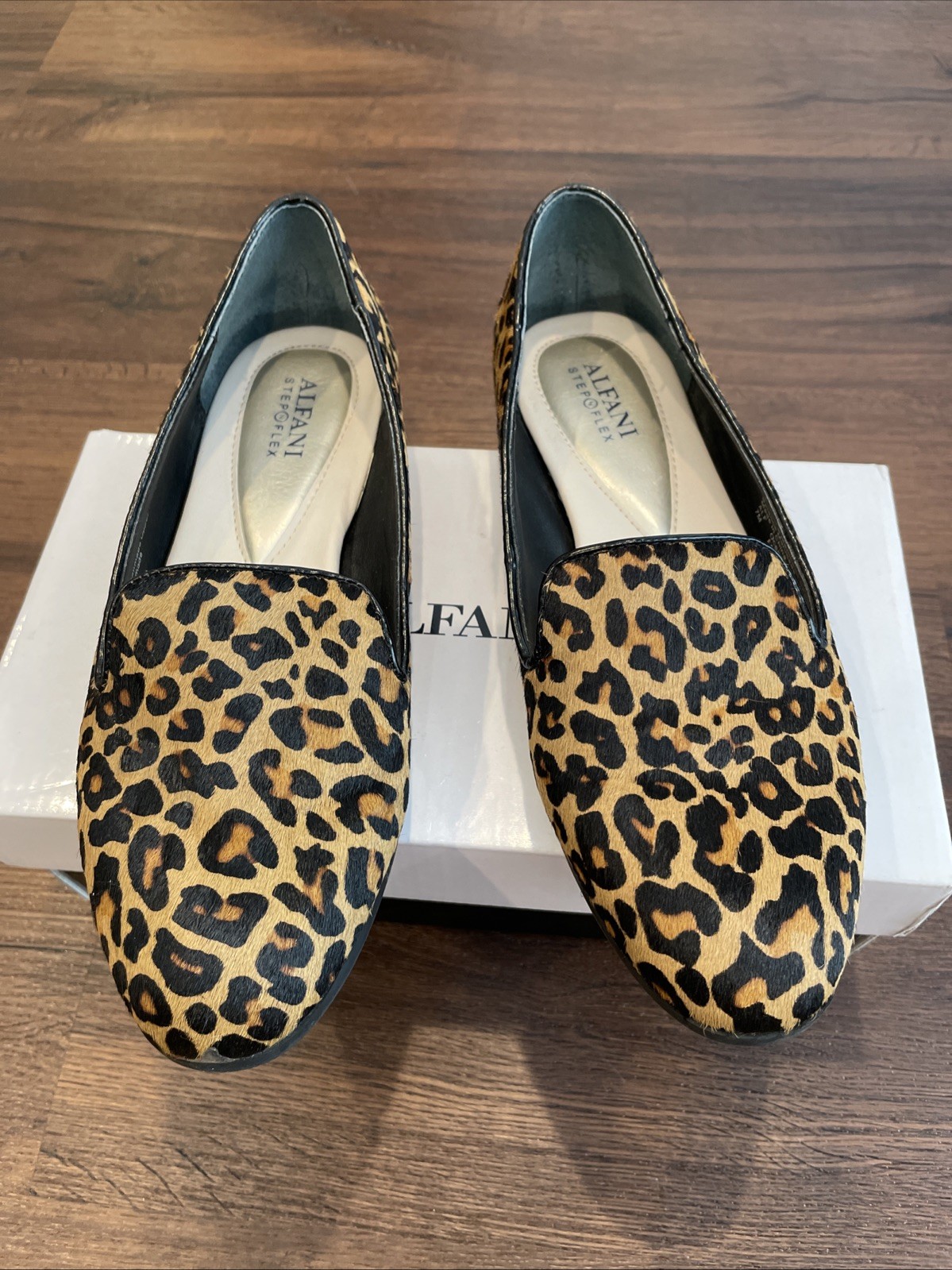 Alfani Loafers Womens 7 Step n Flex Oceanaa Calf Hair Leopard Pattern Slip On