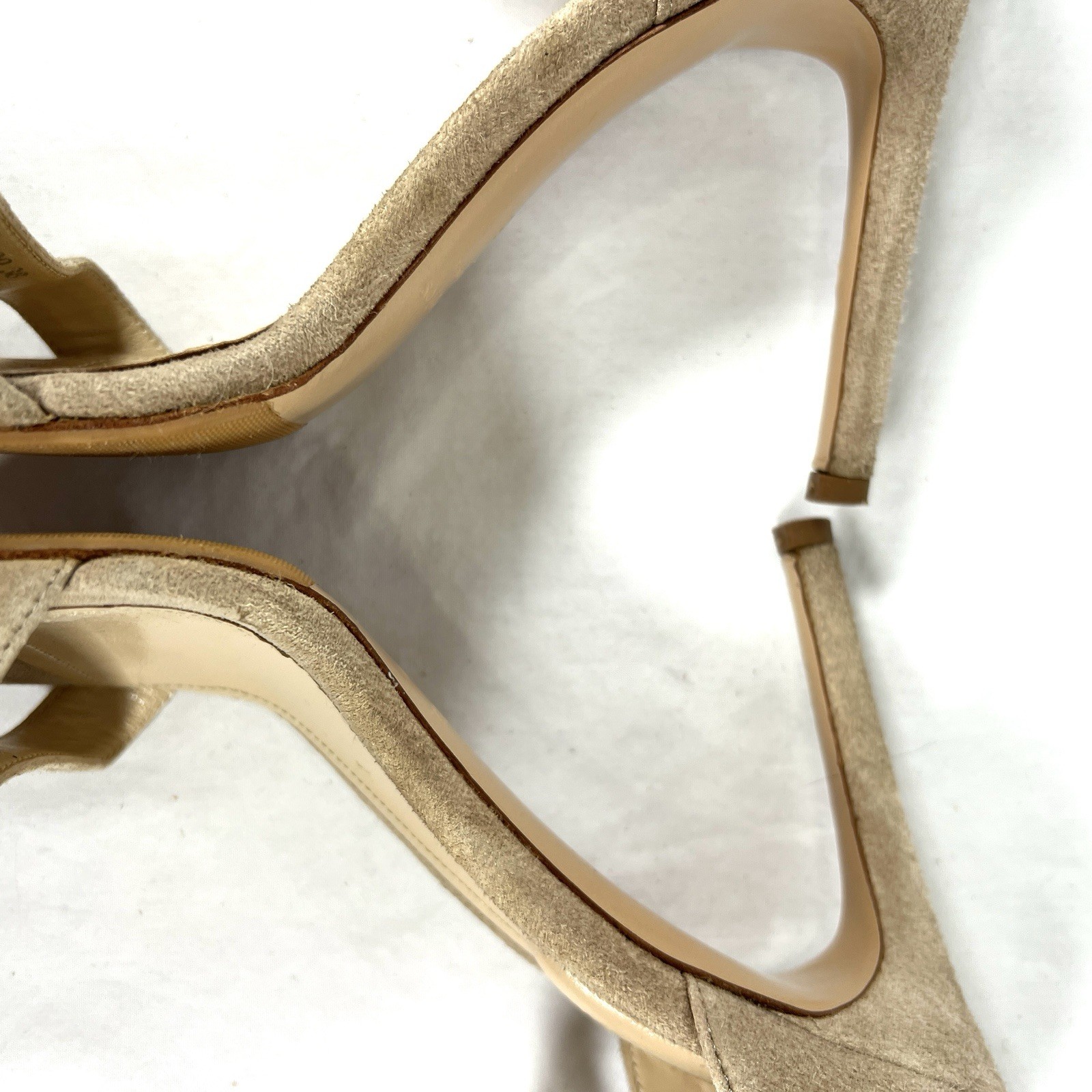 The Kooples Suede Western Ankle Strap Heels Buckle Sandals Nude Stiletto Sz.7.5