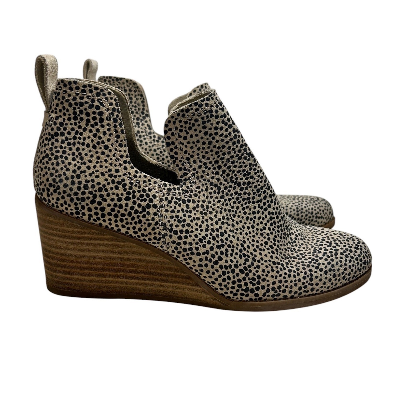 TOMS Kallie Cutout Ankle Wedge Bootie Macadamia Cheetah 10016177