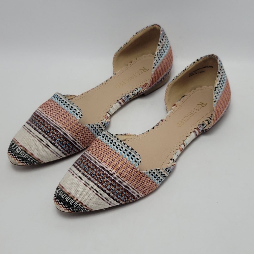 Women’s Restricted Multicolor Woven D’orsay Pointed Toe Flat Shoes Size 9