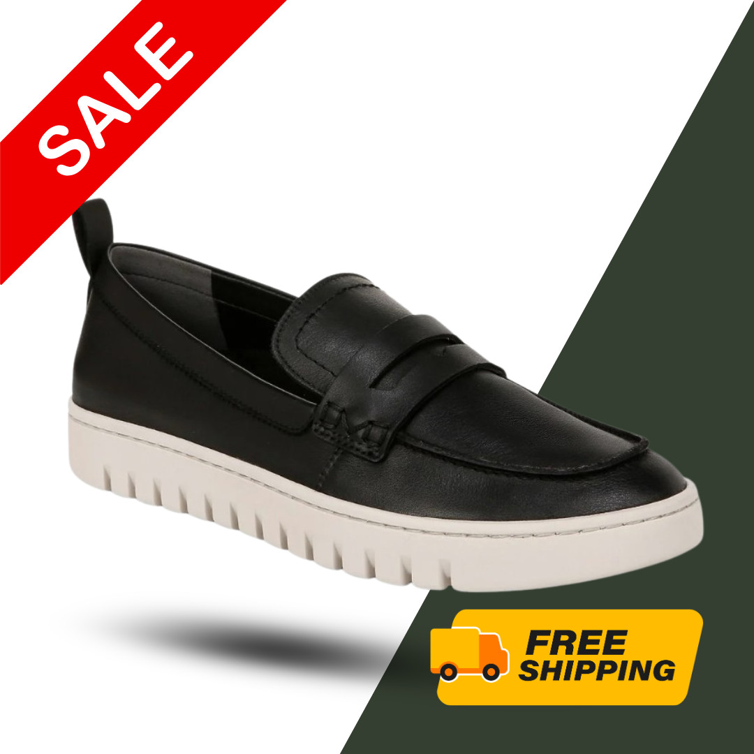 [BIG SALE] Vionic Uptown Women Loafer Black Leather Medium Width Orthotic Shoes
