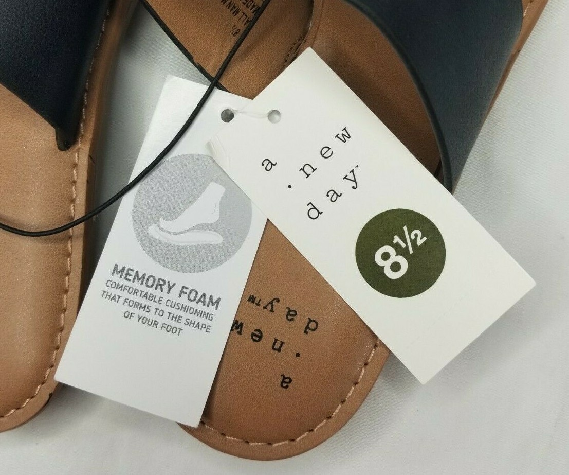 A New Day – Women’s Faux Leather Slide Sandals Size 8.5 – Black – NWT