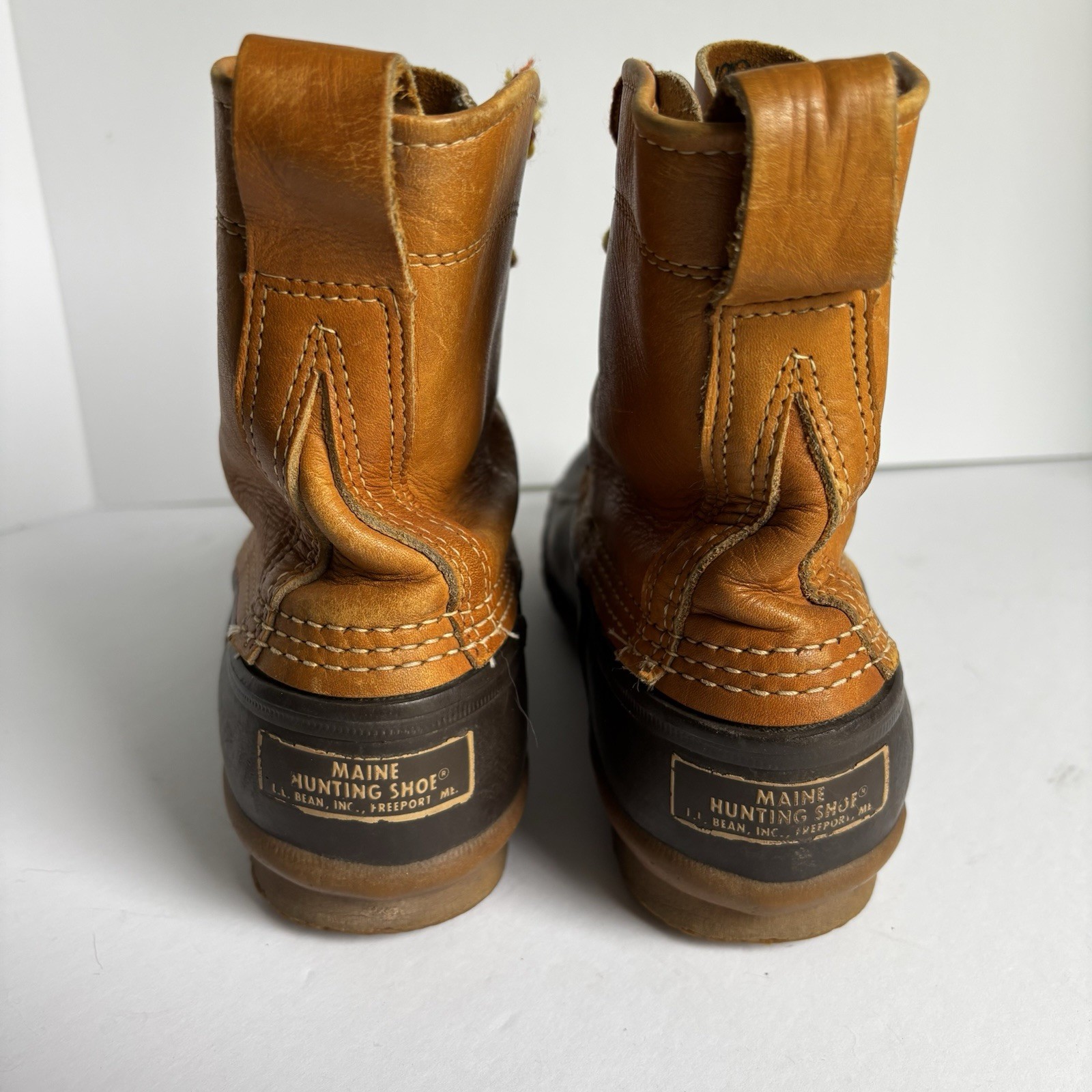 LL Bean Maine Hunting Shoe Duck Boots Women’s Size 8 Brown Leather USA Vintage