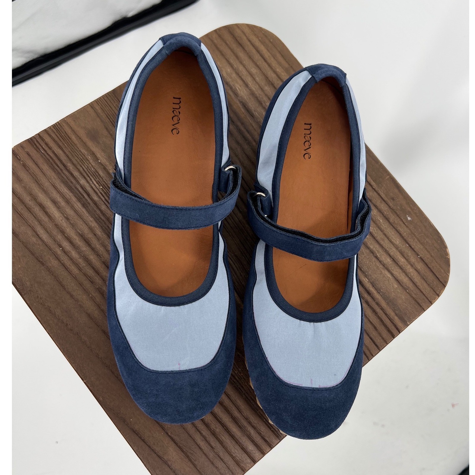 Maeve Blue Suede Satin Mary Jane Sneakers Size 41 Navy Light Blue NIB