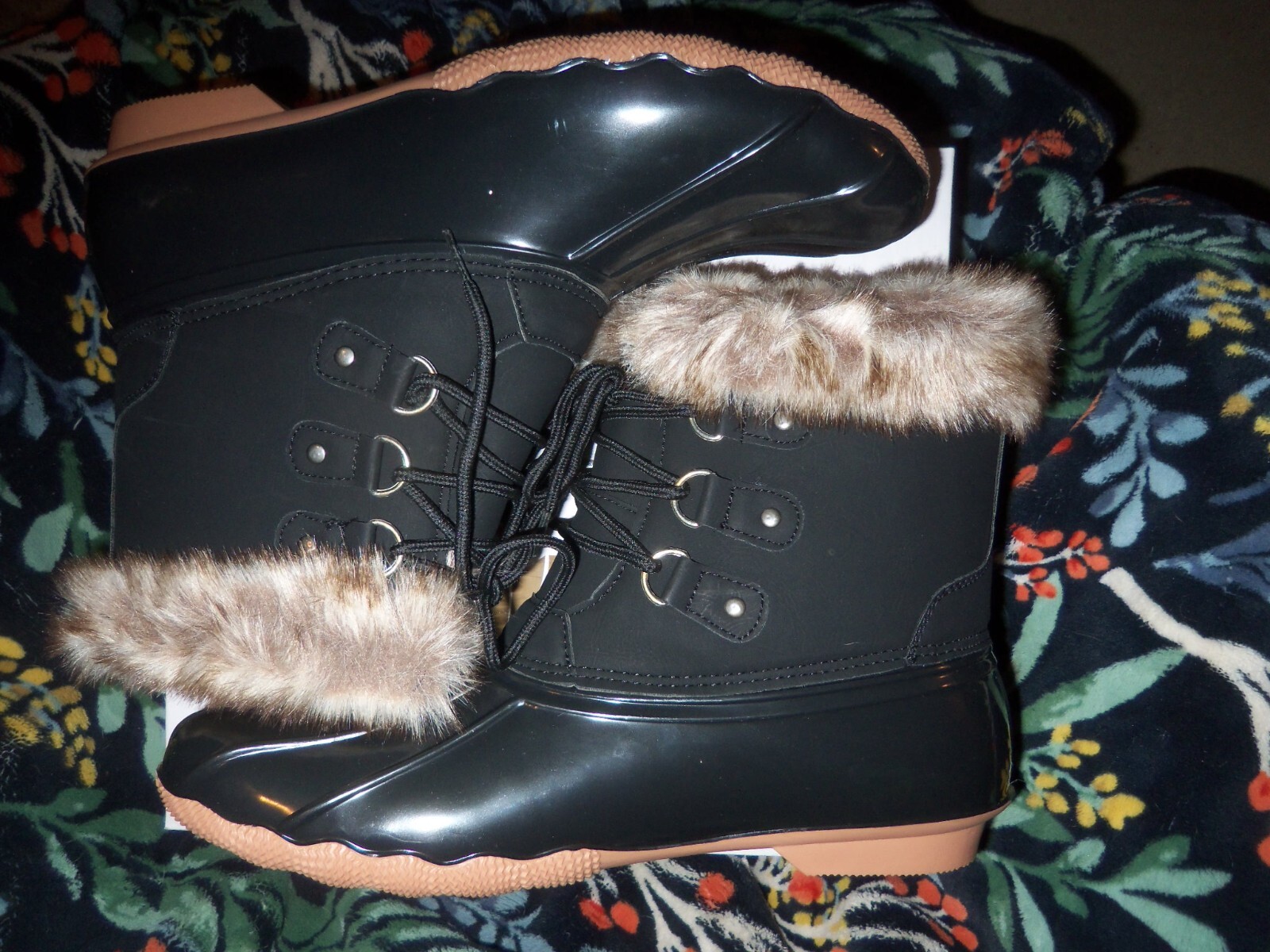 DriDucks Dri Ducks Frogg Toggs Bailey Fur Rain Snow Boots Shoes Black Sz 11 New