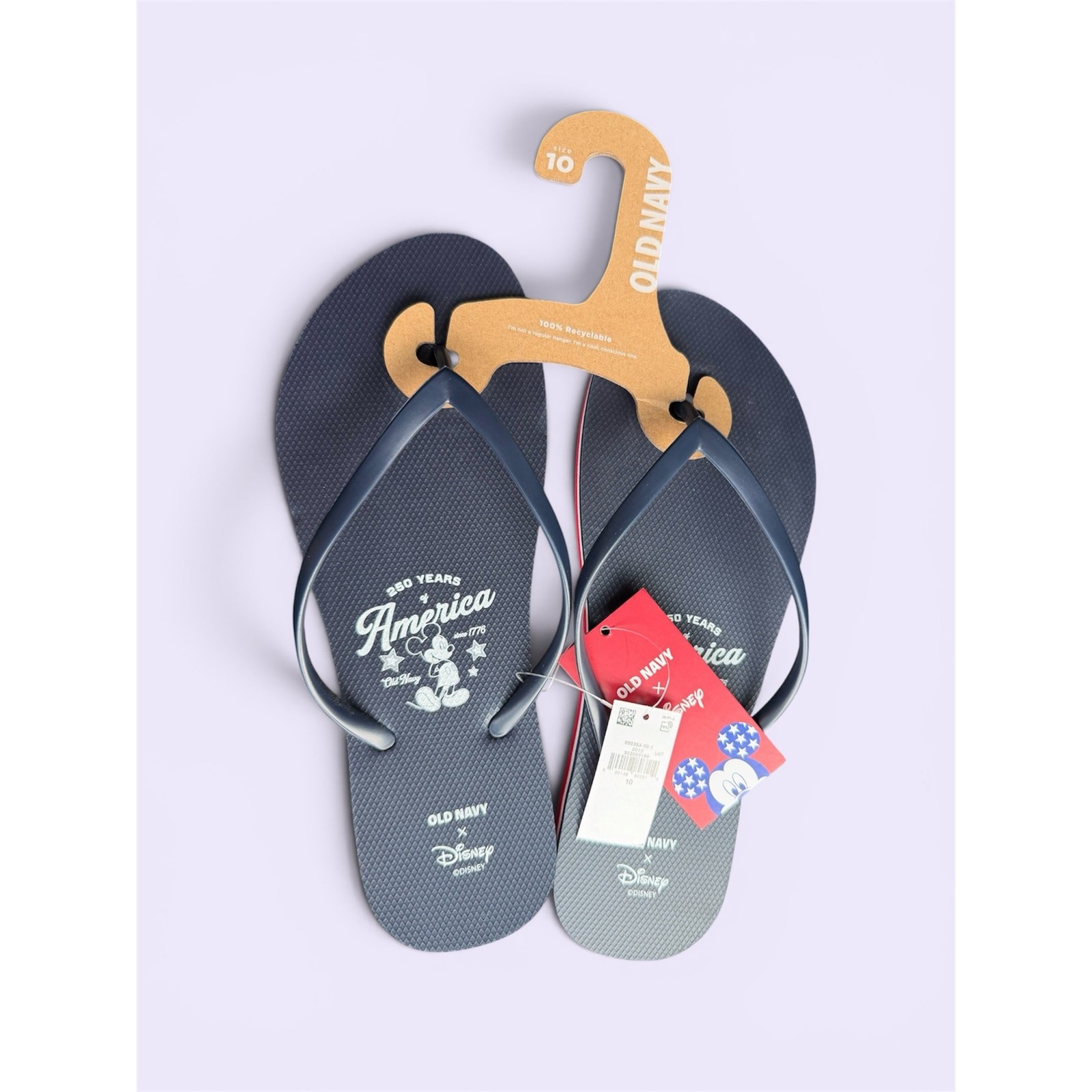 Old Navy Disney collab Americana 250 Anniversary sandals flip flops sz 10