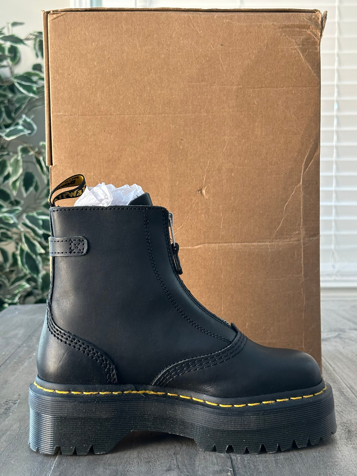 Dr Martens Jetta Zip Platform Leather Black Boots For Women’s Size US 6