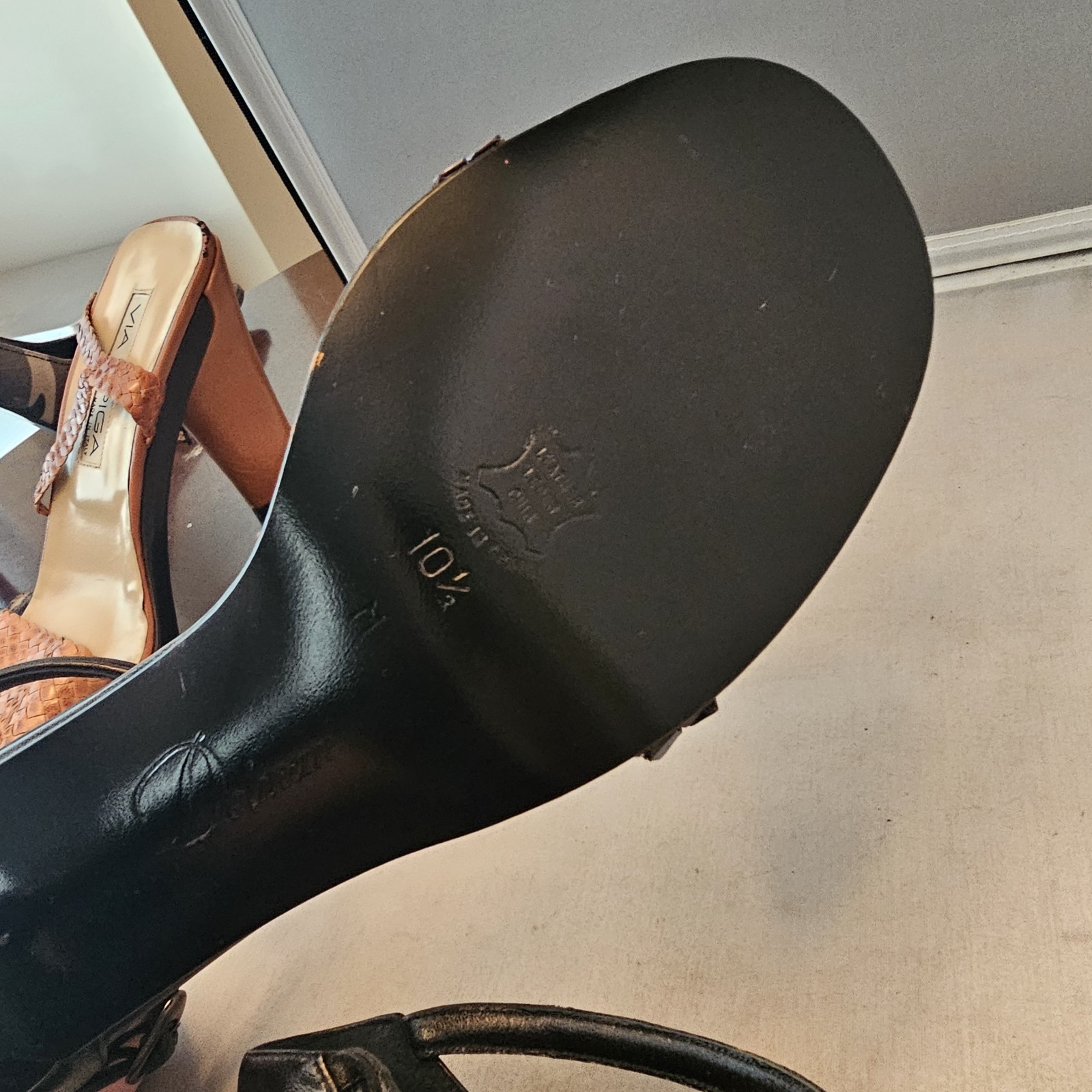 Delman Made in Spain Size 10.5 M Black Open Toe 4″ High Heels, See Pics for Cond
