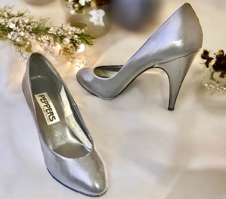 Gray Italian Leather Pump by Peppers Vintage 80’s Womens 8.5