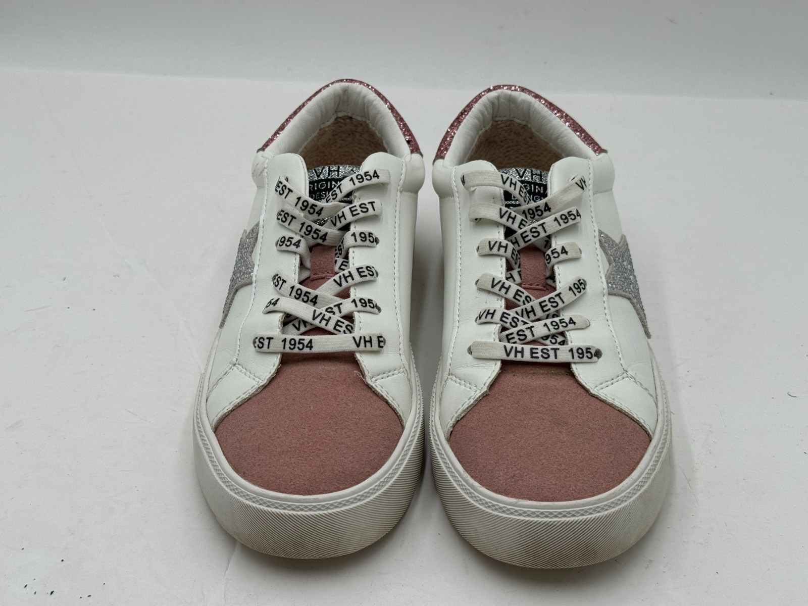 Vintage Havana Main Womens Sneakers 7 White Blush Glitter Lace Up Comfort Shoes