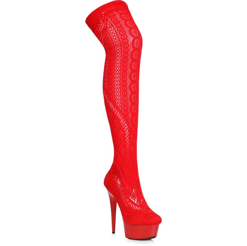 🆕ELLIE SHOES 6″ RED Stiletto Stocking Thigh High Boot | 609-MEI |