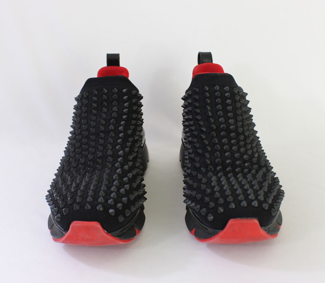 Christian Louboutin Women’s Black Neoprene Spike Sock Sneaker Shoe 38 1/2 US 8.5