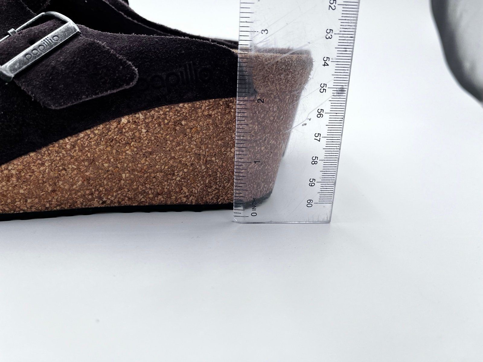 Birkenstock Papillio Fanny Suede Cork Wedge Clogs Dark Brown Size 39 8