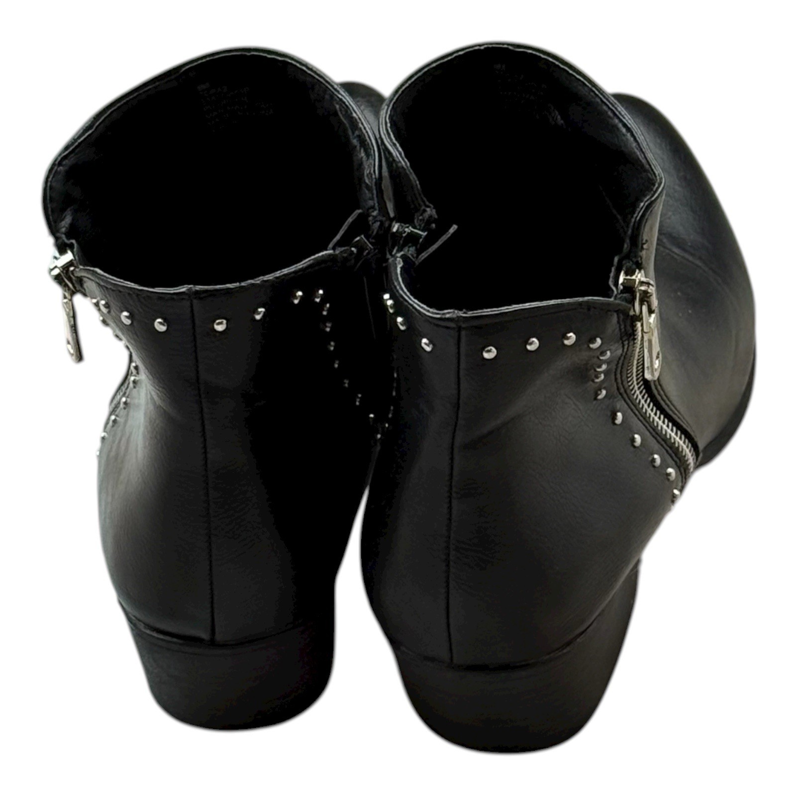 Esprit Topaz Black Studded Ankle Boots Womens Size 9M Side Zip Low Block Heel